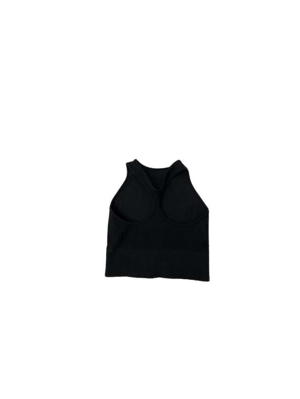 Gilly Hicks Black Ribbed High-Neck Crop Tank/Sports Bra-Medium - Picture 2 of 3
